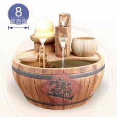 【風水球(大)】仿木陶瓷木桶水車滾球(中)(8cm黃玉球) 