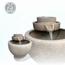 【石磨流水】陶藝色石磨(大)三層流水(甕直徑約42cm、總高48cm)