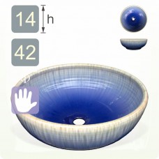 【洗手盆】( 圓 ) 藍流釉洗手盆
