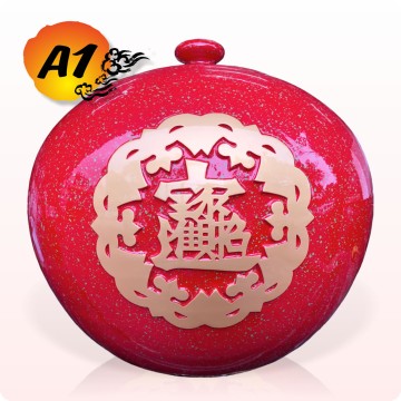 【唐楓聚寶甕】招財納福蓋甕-A1｜標準紅
