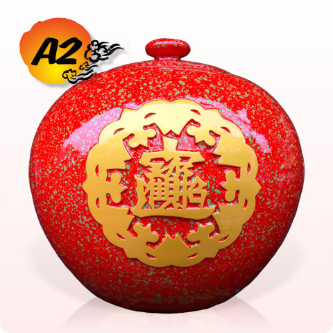 【唐楓聚寶甕】招財納福蓋甕-A2｜標準紅
