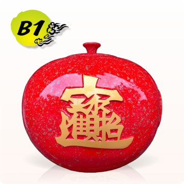 【唐楓聚寶甕】招財納福蓋甕-B1｜標準紅