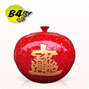 【唐楓聚寶甕】招財納福蓋甕-B4｜標準紅