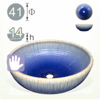 圓形藍流釉洗手盆｜41x14cm