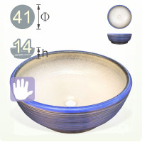 圓形創意藍紋洗手盆｜41x14cm