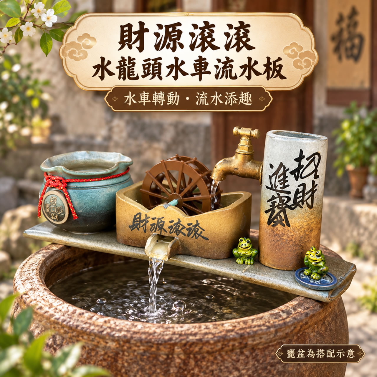【唐楓流水板】財源滾滾-水龍頭水車｜流水板