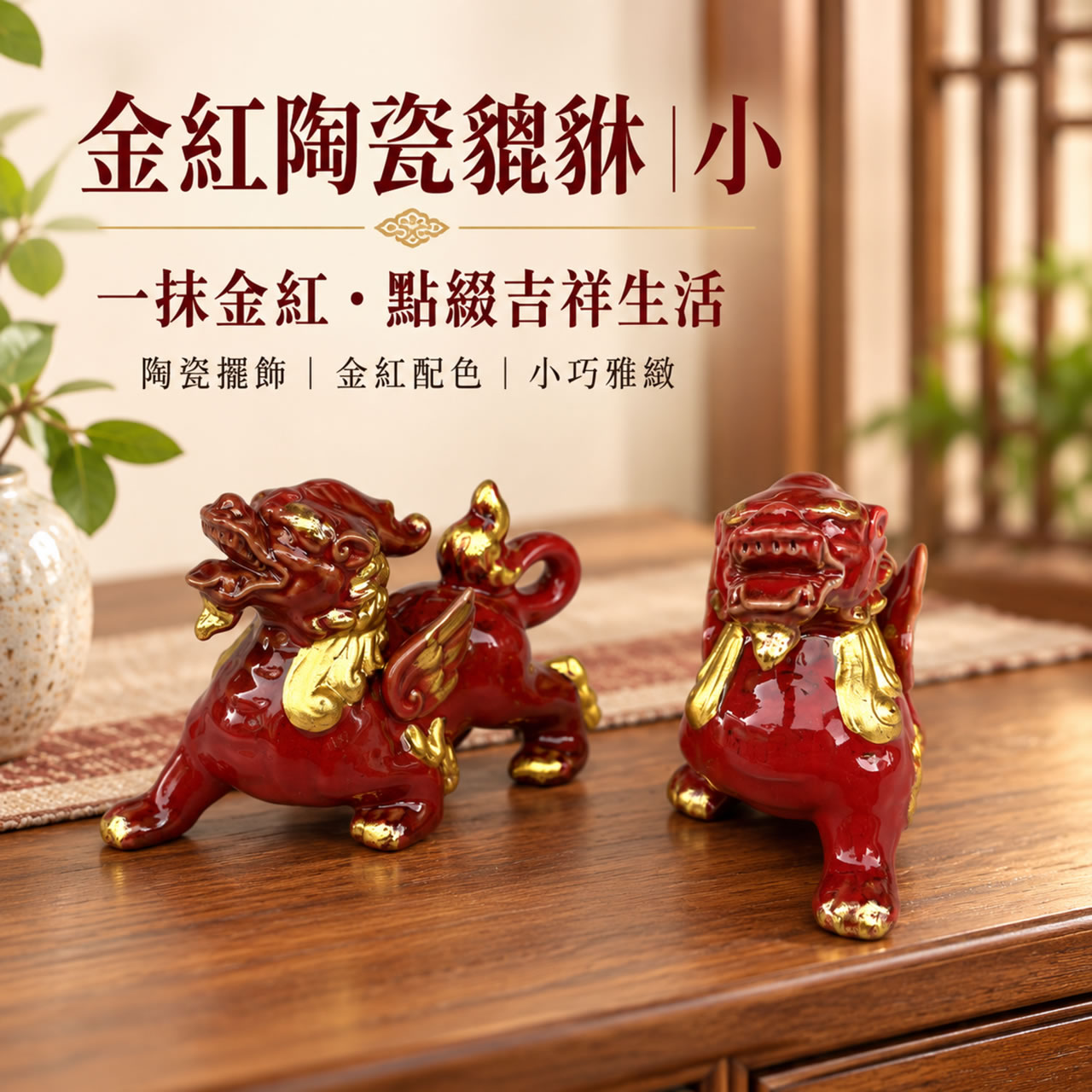 【唐楓吉祥獸】金紅貔貅｜小