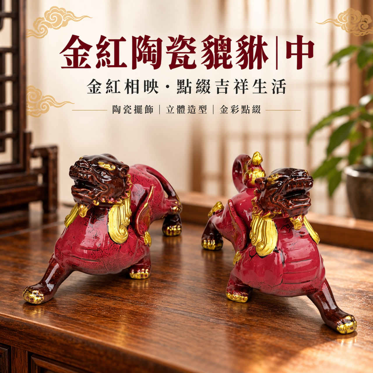 【唐楓吉祥獸】金紅貔貅｜中